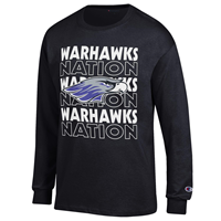 Champion Long Sleeve Shirt Warhawk Nation Repeating with Large Mascot