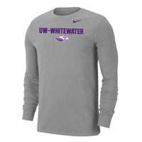 Nike Dri-Fit Cotton Long Sleeve Shirt UW-Whitewater over Mascot