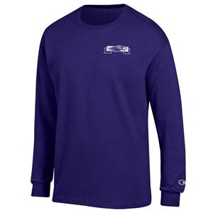 Champion Long Sleeve Distressed Mascot in Ribbon -  purple