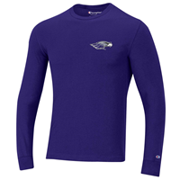 Champion Long Sleeve Shirt with Mascot on front, UW-Whitewater Warhawks on back