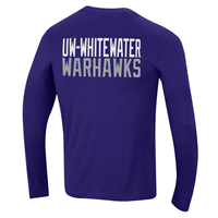 Champion Long Sleeve Shirt with Mascot on front, UW-Whitewater Warhawks on back