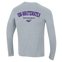 Champion Long Sleeve Shirt with Mascot over UW-Whitewater on front, Warhawks on sleeve, UW-Whitewater Warhawks and Mascot on bac