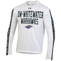 Under Armour Game Day Long Sleeve Shirt with UW-Whitewater Warhawks over Mascot and Warhawks down sleeve