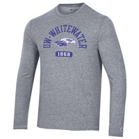 Champion Long Sleeve Shirt UW-Whitewater Semi Circle over Mascot 1868 In Pill