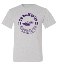 T-Shirt: UW-Whitewater arched over 1868 Mascot and Warhawks