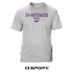 Image of CI Sport T-Shirt UW-Whitewater over Mom over Mascot -  heather