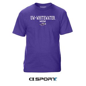 Image of CI Sport T-Shirt UW-Whitewater over Mom over Mascot -  purple