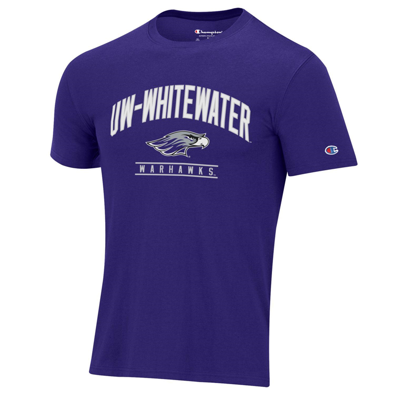 Champion White Text UW-Whitewater over Mascot and Warhawks T-Shirt (SKU 106687196)