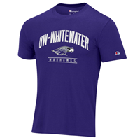 Champion White Text UW-Whitewater over Mascot and Warhawks T-Shirt