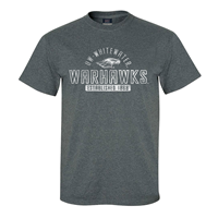 MV Sport T-Shirt with UW-Whitewater arched over Mascot over Warhawks Established 1868