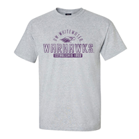 MV Sport T-Shirt with UW-Whitewater arched over Mascot over Warhawks Established 1868