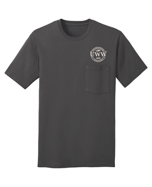 Freedomwear T-Shirt with Pocket Seal of UW-Whitewater Mascot over UWW 1868 Warhawks