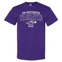 Sister: T-Shirt UW-Whitewater Warhawk over Mascot and Sister