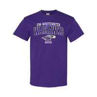 Sister Youth: T-Shirt UW-Whitewater Warhawk over Mascot and Sister