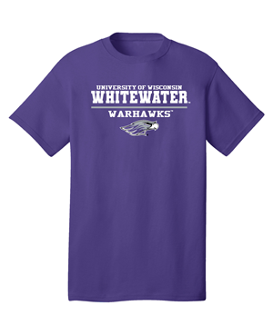 Image of Freedomwear T-Shirt UW-W on Line over Warhawk Mascot