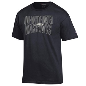 Champion T-Shirt UW-Whitewater over Warhawks Open Letters with Mascot in Middle - main view