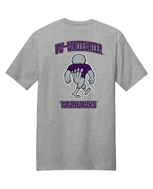 Image of Freedomwear T-Shirt Front and Back UW-Whitewater Full Mascot over Warhawks -  1