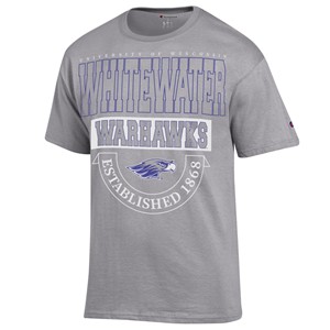 Champion T-Shirt University of Wisconsin over Whitewater over Warhawks Established 1868 - main view