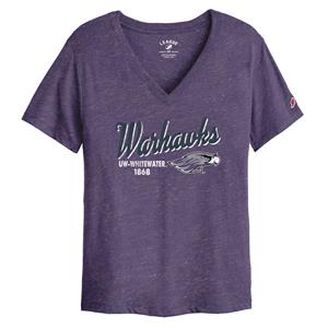 League T-Shirt V-Neck Distressed Warhawks over UW-Whitewater 1868 and Mascot