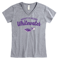 T-Shirt: V-Neck with Purple Script Letters