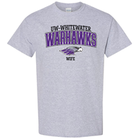 Image of Wife: T-Shirt UW-Whitewater Warhawk over Mascot and Wife - CS -  1