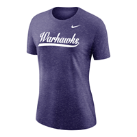 Nike T-Shirt Heather Purple with Script Warhawks Writing
