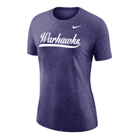 Women's T-Shirt Heather Purple with Script Warhawks Writing