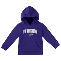 Toddler Hooded Sweatshirt with UW-Whitewater arched over Mascot