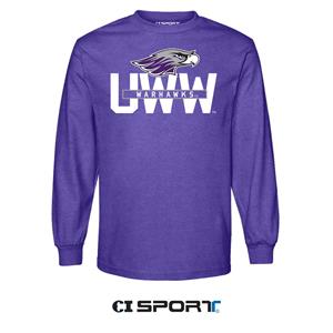 Image of CI Sport Long Sleeve Mascot over UWW with Warhawks in Bar