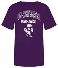 M.V Sport Youth T-Shirt UW-Whitewater arched over Warhawks and Mascot