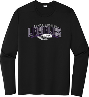 College House Athletic Feel Long Sleeve with Hood and Outlined UW-Whitewater over Warhawks over Mascot - main view