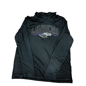 College House Athletic Feel Long Sleeve Shirt with Hood and Outlined Letters UW-Whitewater over Warhawks - main view