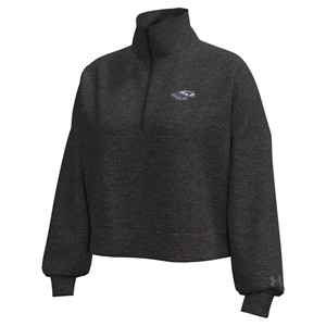 Under Armour Drop Shoulder Cropped 1/4 Zip Black with Mascot in Corner - main view