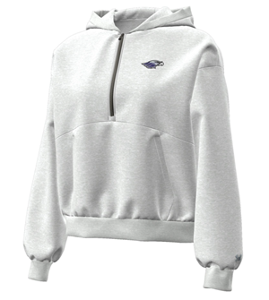 Under Armour Drop Shoulder Cropped 1/4 Zip with Hood and Mascot in Corner - main view