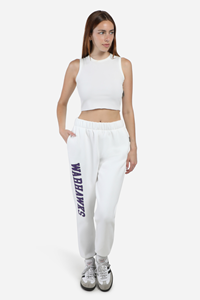 Image of Hype & Vice Women's Sweatpants Warhawks on Leg -  white