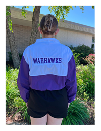 Image of Hype & Vice Half-Zip Vintage Track Jacket with Embroidered Mascot on Front and Embroidered Warhawks on Back -  1