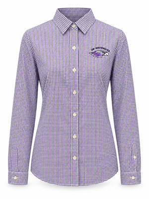 Cutter & Buck Women's Button Up Gingham Pattern with UW-Whitewater Arched over Mascot - main view