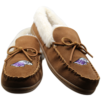 Slipper - Women's Suede Moccasin Slipper with Embroidered Warhawk