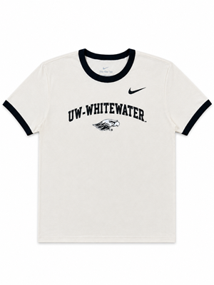 Nike Cropped T-Shirt Cream and Black UW-Whitewater over Mascot - main view