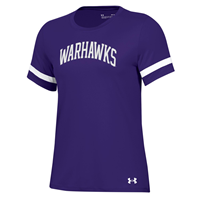 Women's Game Day T-Shirt with Warhawks and White Stripe Sleeves