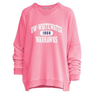 Camp David Crewneck Patched UW-Whitewater over Patched EST 1868 over Patched Warhawks - main view