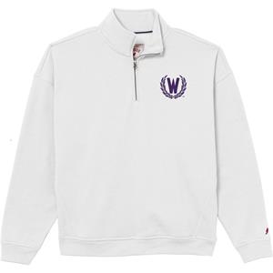 L2 Brand Women's 1/4 Zip with Embroidered Vintage W -  white