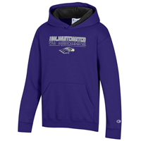 Youth Hooded Sweatshirt Two Tone UW-Whitewater over Warhawks and Mascot