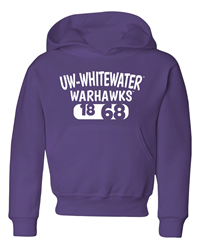 Freedomwear Hooded Sweatshirt UW-Whitewater over Warhawks and 1868 in Bubble