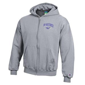 Image of Champion Youth Full Zip UW-Whitewater over Mascot Left Chest