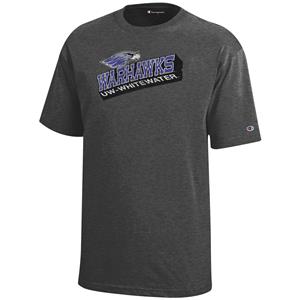 Champion T-Shirt Distressed Mascot over Warhawks and UW-Whitewater -  granite